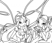 Printable bloom and stella winx club  coloring pages